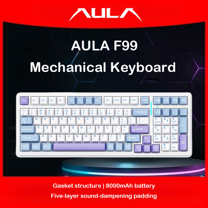 Pc Gaming Lounge - AULA F99 Mechanische Tastatur, Dreifachmodus, 2,4G,
